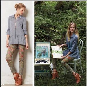 Anthro Pilcro Stet Slim Needlepoint Jeans